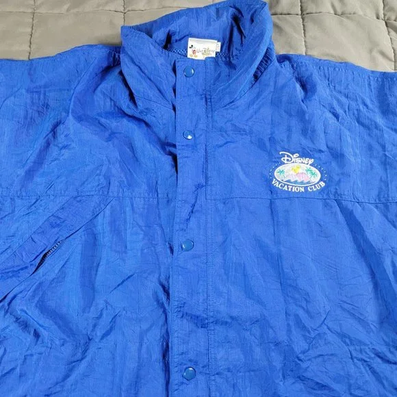 Vintage Disney Vacation Club Mens Large Blue Full Zip Rain Jacket Casual